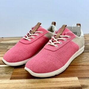TOMS Pink Canvas‎ Lace Up Casual Sneakers Shoes Comfort Women's Size 8